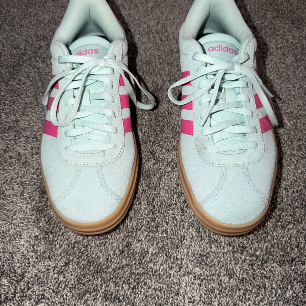 Adidas Women's Sneakers - Light Green and Pink